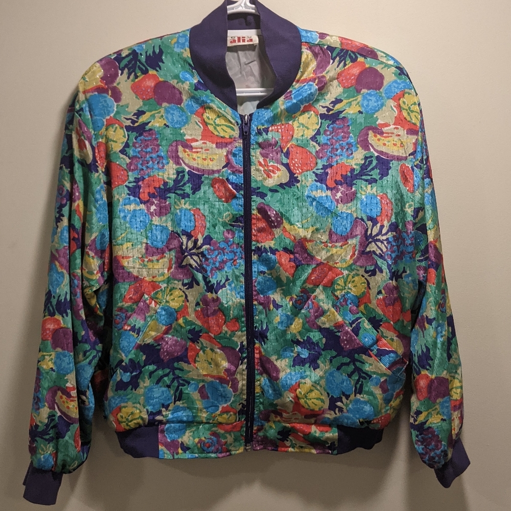 Vintage bright floral bomber